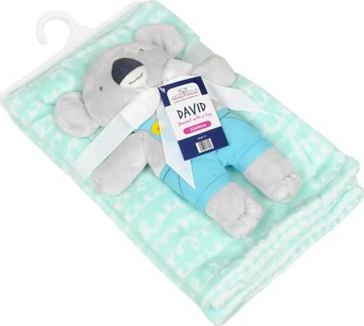 Šviesiai žalias kūdikio pledas su pliušine koala