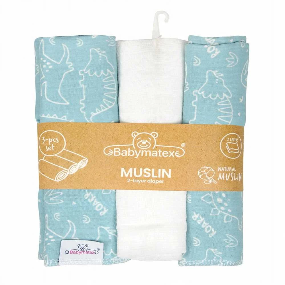Baby Matex BabyMatex Pielucha MUSLIN DESIGN druk 3 pak, roz. 70x80