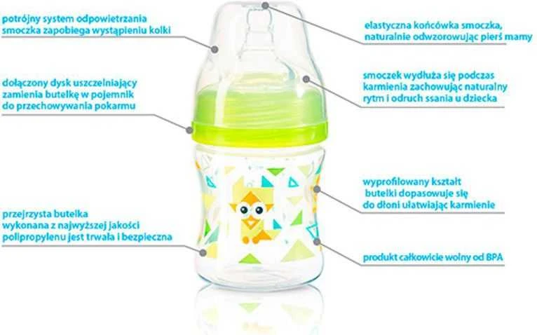 Baby Ono BabyOno dieglių nesukeliantis plataus kaklelio buteliukas 120 ml nuo 0 mėn mėtinis 402/01