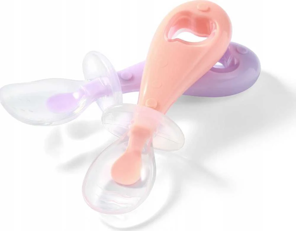 Baby Ono Babyono silikoniniai šaukšteliai 2vnt oranžinis violetinis 784/01