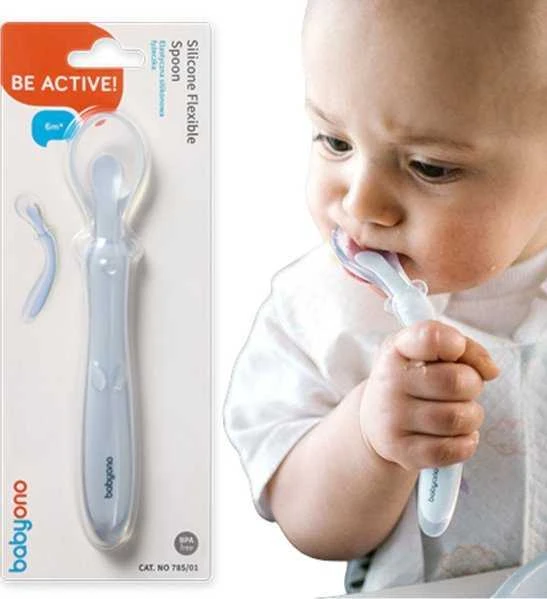 Baby Ono Babyono silikoninis šaukštelis lankstomas mėlynas 785/01