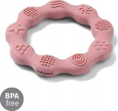 Baby Ono BabyOno kramtukas silikoninis žiedas rožinis 825/02