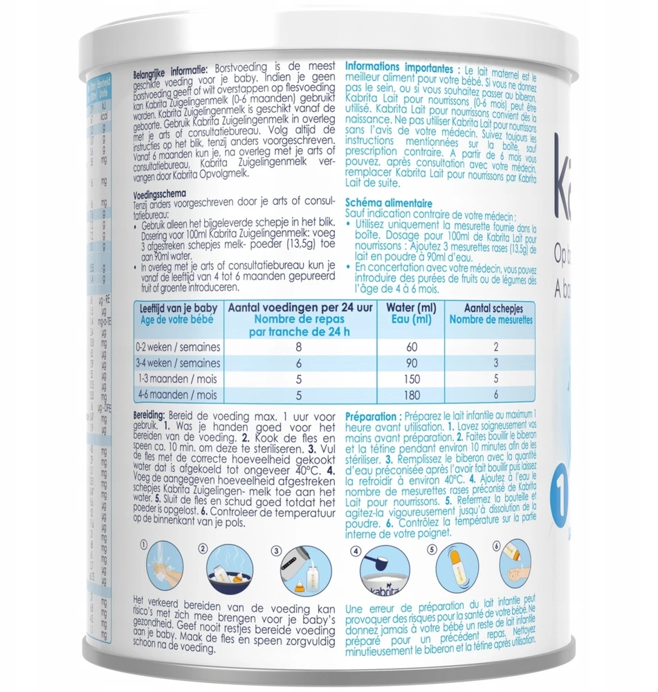 BabyBio Kabrita 1, Mleko Początkowe na bazie mleka koziego, 0 – 6 mėn., 400g