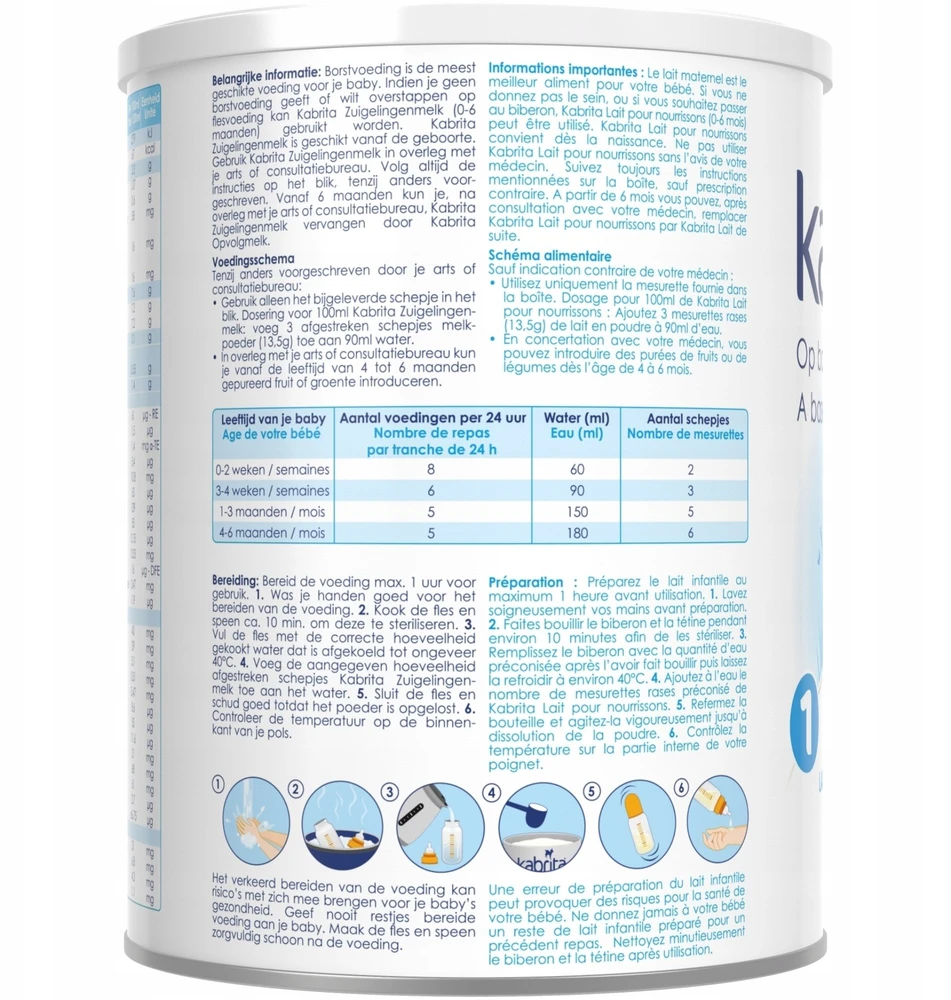 BabyBio Kabrita Pradinis pieno mišinys kozės pieno pagrindu 0–6 mėn. 800g