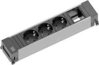 Bachmann Bachmann POWER FRAME 916.006, 3x apsauginio kontakto lizdas, 1x pasirinktinis modulis (juodas/pilkas, vidutinio dydžio)