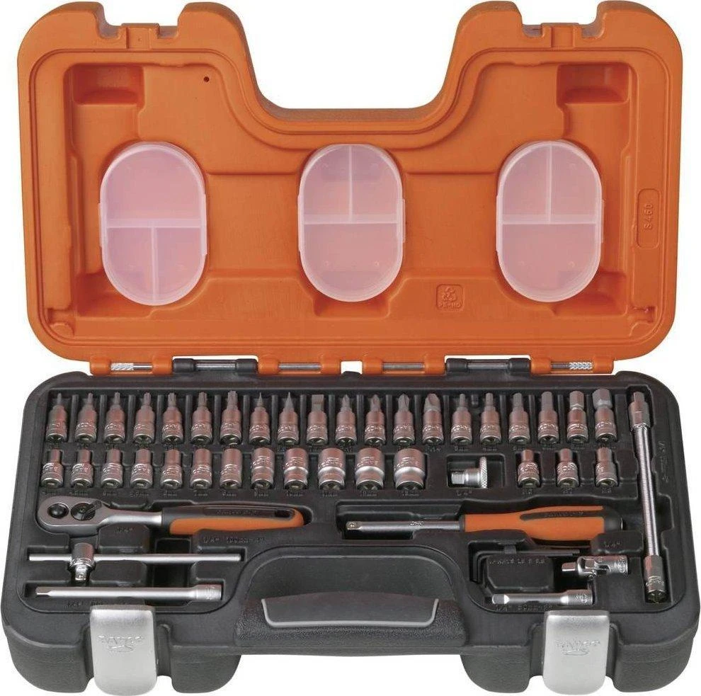 Bahco Galvučių 4-13mm. ir priedų rinkinys. 1/4. Kpl.46vnt.