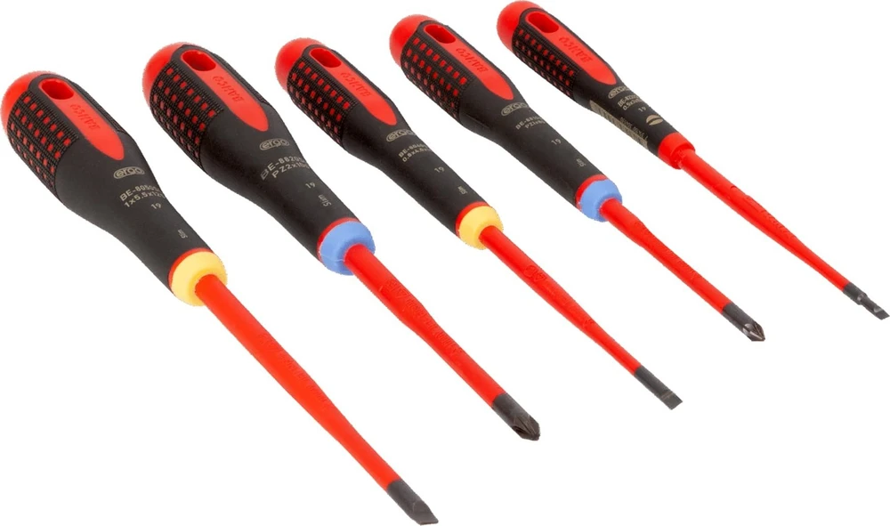 Bahco Izoliuotų atsuktuvų rinkinys ERGO™ slim 5 vnt - PZ1/2; SL3,0/4,0/5,5 – 1000V VDE