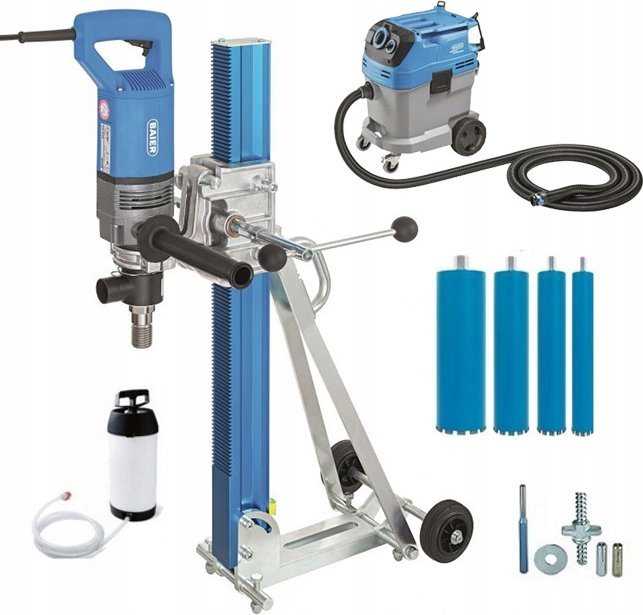 Baier deimantinis gręžtuvas BDB 825 KPL + BSS606L dulkių siurblys + karūnėlės 82, 132, 172, 200x450mm + hidronetka + tvirtinimo komplektas