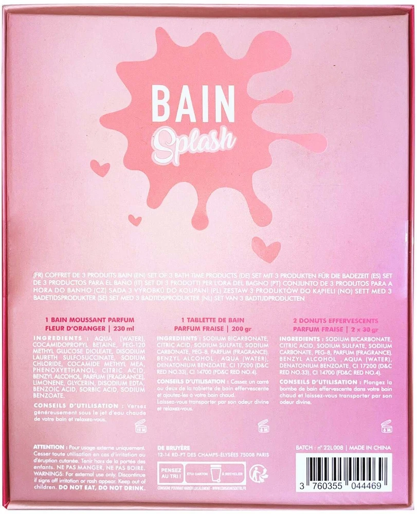 Set Inuwet: Strawberry Bath Bomb, 200 g + Fleur D'Oranger Cleansing Shower Mousse, 230 ml + Donut Bath Bomb, 2 vnt., 30 g