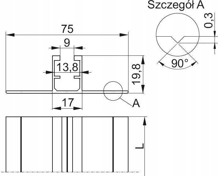 Baks aliuminio montavimo bėgelis SM400 890040