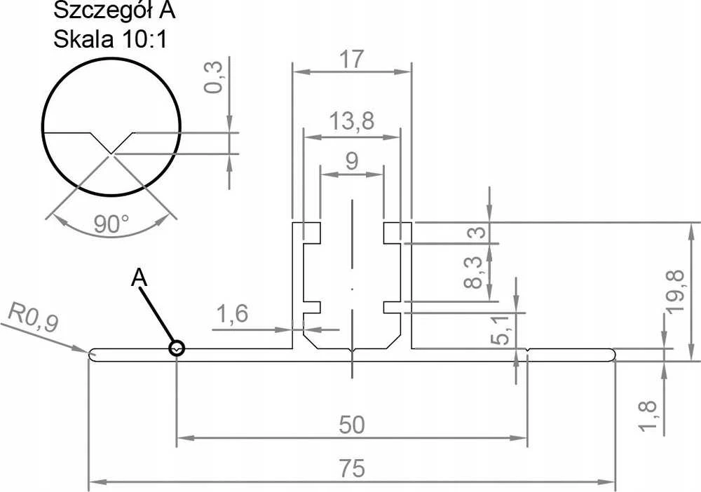 Baks aliuminio montavimo bėgelis SM400 890040