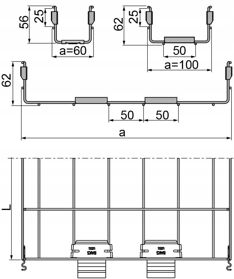 Baks KDSZ100H60/3 TINKLINIS KANALAS SU JUNGTIMI