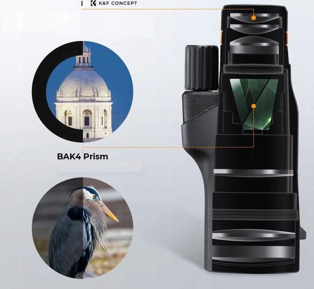 Monoklis - K&F Concept 12x50 BaK4 IP68 Atsparus Vandeniui ir Dulkėms