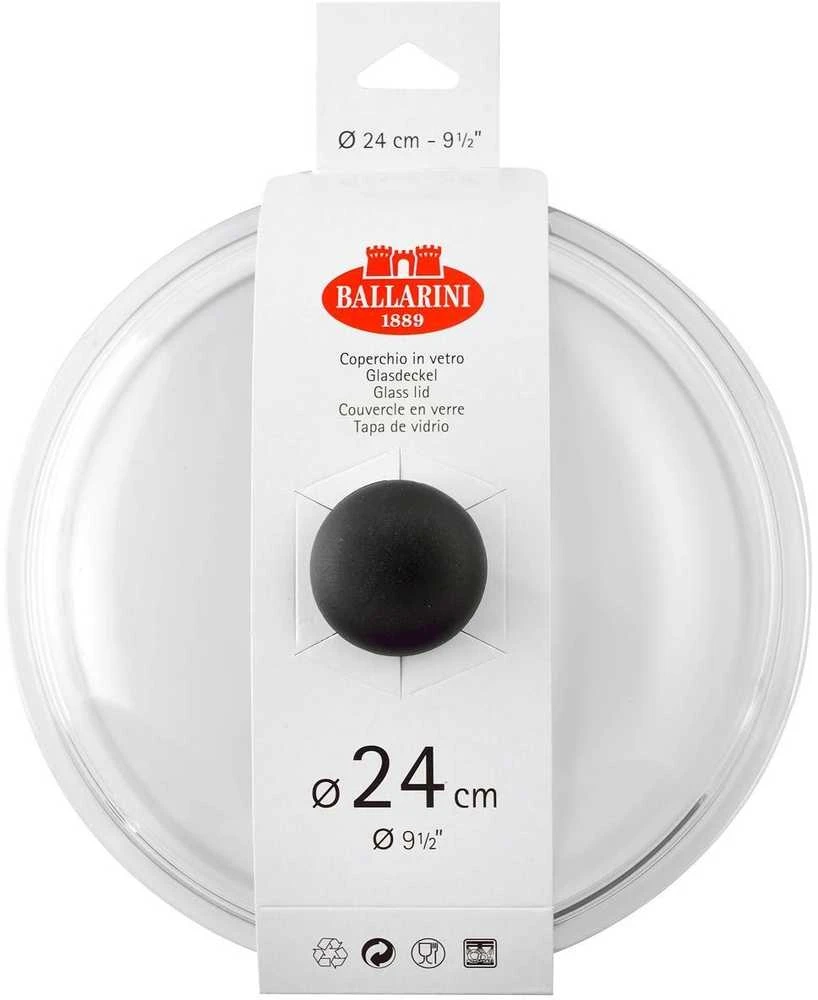 Ballarini stiklinis dangtis 24 cm su juoda rankenėle