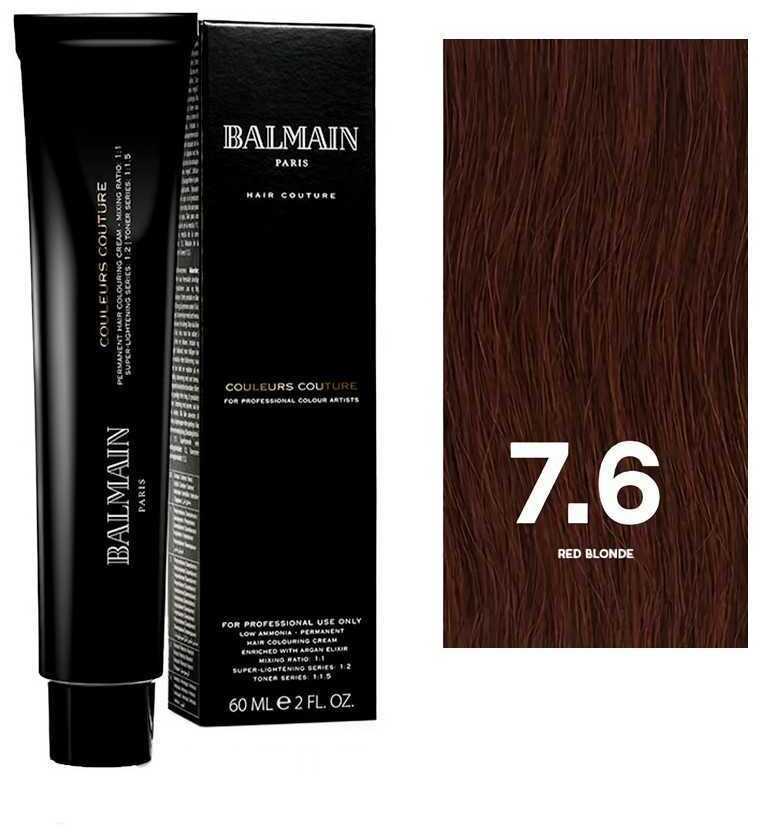 Balmain Professionnel Couleurs Couture Permanent Hair Dye 7.6 Raudona Skirtas šviesiems plaukams, 60 ml