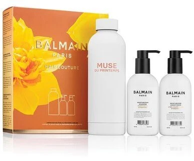 Set Balmain Professionnel: Balmain Professionnel Argan Oil Hair Šampūnas Moisturizing, 300 ml + Balmain Professionnel Hair Conditioner For Moisturizing, 300 ml + Muse Du Printemps GWP Steel Vanduo Bottle Baltas