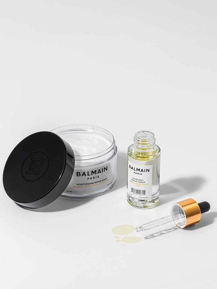 Balmain Professionnel Balmain Set Professionnel: Overnight, Botanical Oils, Hair Serum, Repairing, 30 ml + Moisturizing, Hair Treatment Kremas Mask, For Repairing, 200 ml For Women