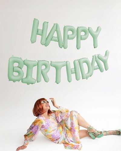 PartyDeco Folinis balionas Happ Birthday žalsvas 340x35cm