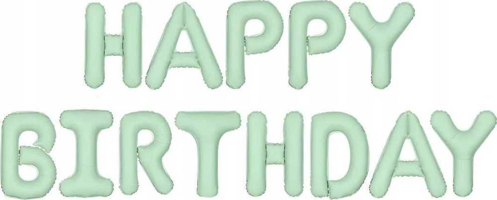 PartyDeco Folinis balionas Happ Birthday žalsvas 340x35cm