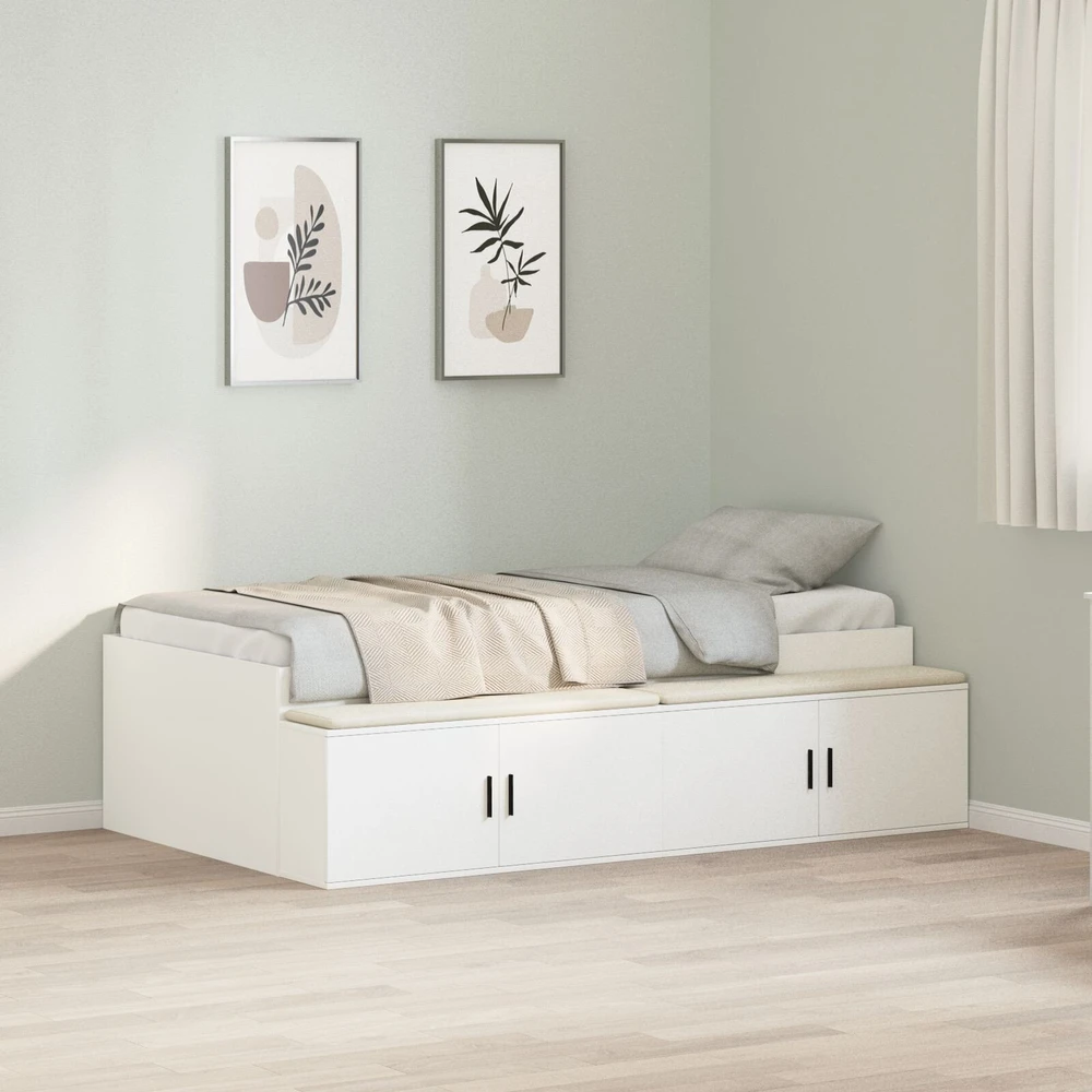 Lova Lovos rėmas su stalčių Balta 70 x 190 cm Apdirbta mediena