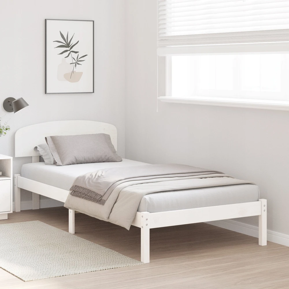 Lovos rėmas Balta 90 x 190 cm Kietos pušies mediena