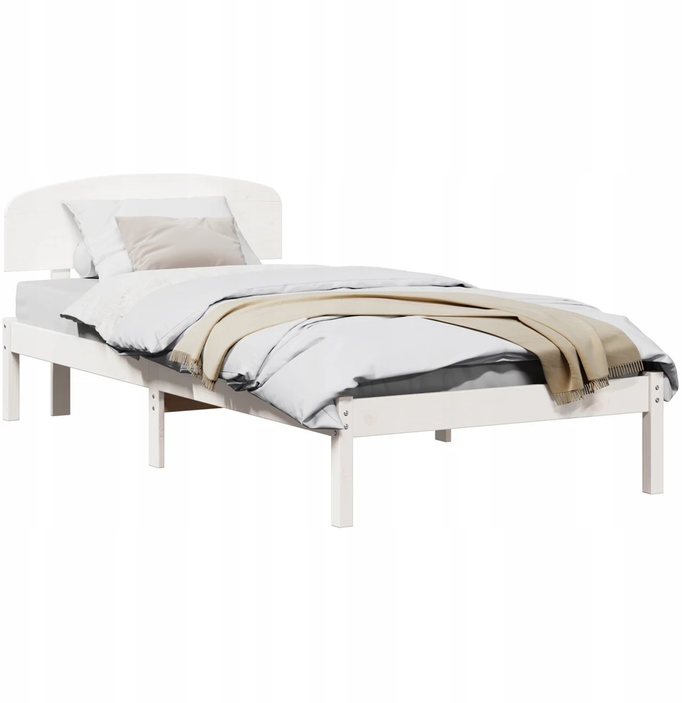 Lovos rėmas Balta 90 x 190 cm Kietos pušies mediena