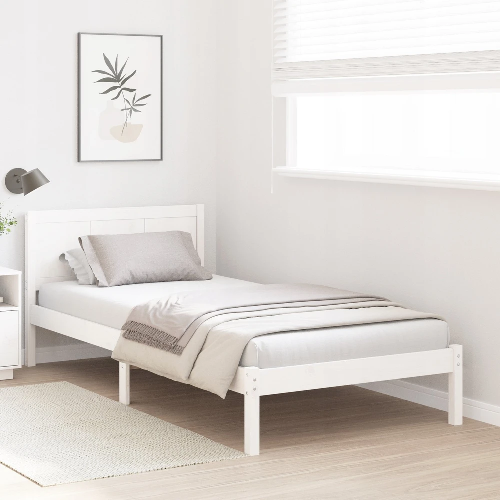 Lova Lovos rėmas Balta 75 x 190 cm Pušies medienos masyvas