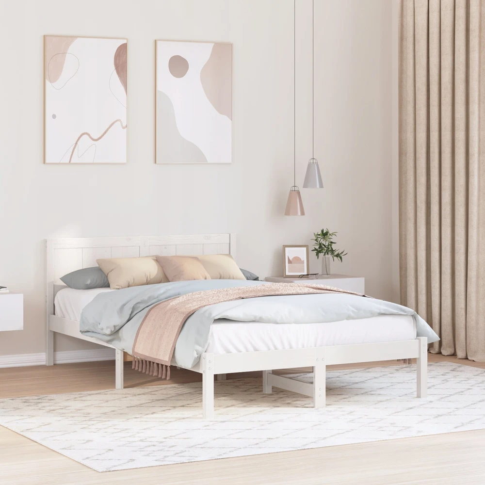 Lovos rėmas Balta 140 x 190 cm Pušies medienos masyvas