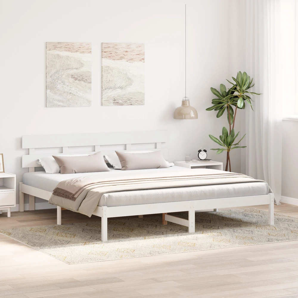Lovos rėmas Balta 180 x 200 cm Pušies medienos masyvas