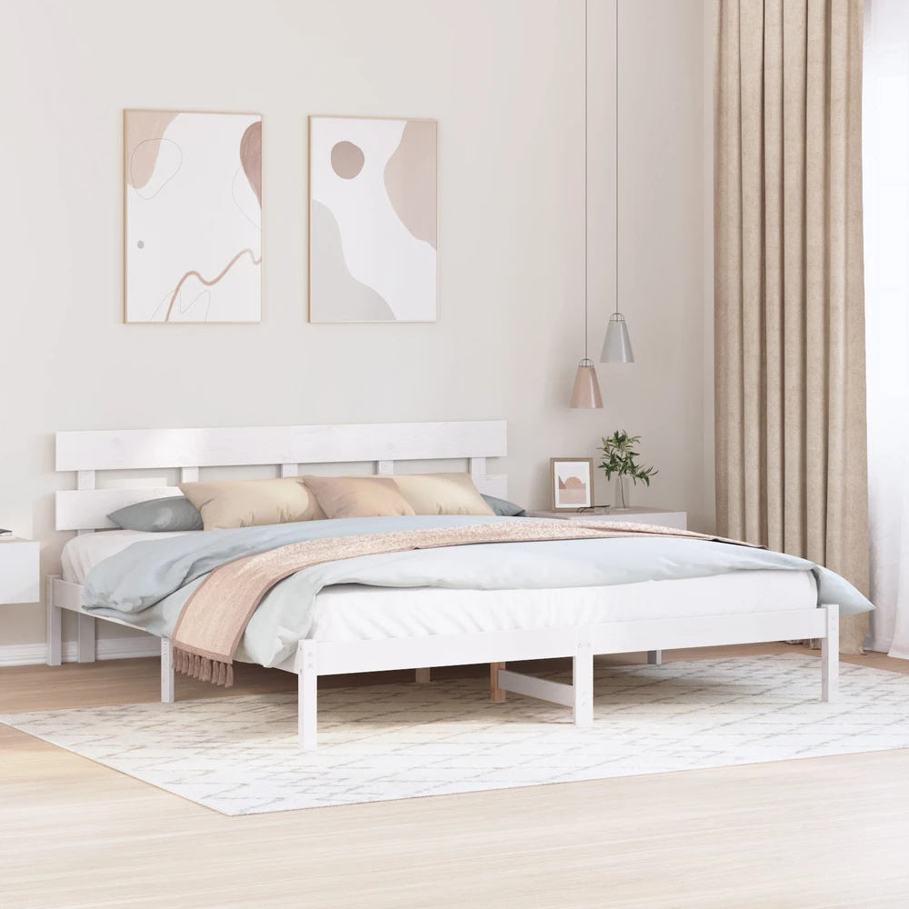 Lovos rėmas Balta 180 x 200 cm Pušies medienos masyvas