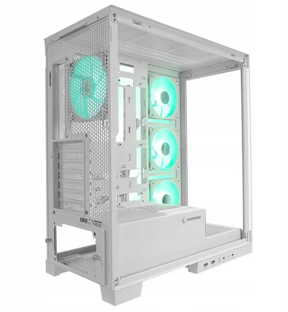 Rampage „Hydra V2“ kompiuterio dėklas akvariumui, 4 ventiliatoriai, ARGB, baltas