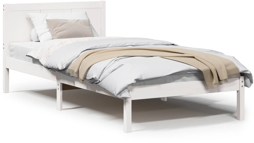 Lova Lovos rėmas Balta 90 x 190 cm Pušies medienos masyvas