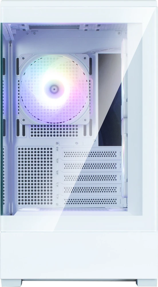 Zalman P30 V2 Baltas micro-ATX grūdinto stiklo panoraminis vaizdas 3 x 120 mm ARGB ventiliatorius
