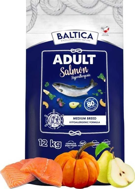 BALTICA Excellent Hypoallergenic Adult Medium breeds lašiša – sausas Maistas šunims – 12kg