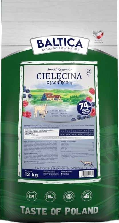 BALTICA Smaki regionów Medium and large breeds Veal su ėriena – sausas Maistas šunims – 12kg