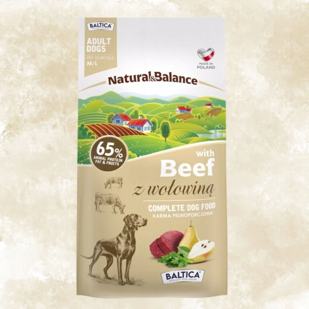 Šunų maistas - BALTICA Natural & Balance jautiena M/L 3kg, 24% protein, gluten-free