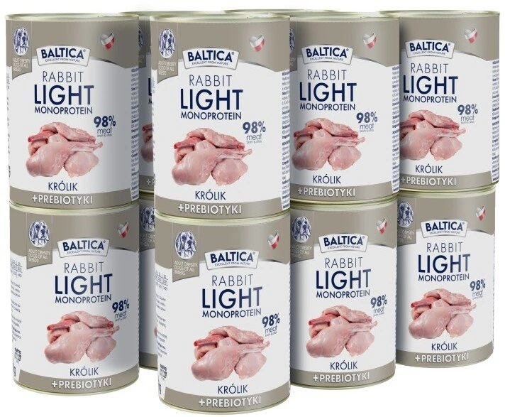 BALTICA Nutraceutic Monoprotein Light triušiena with prebiotics – drėgnas ėdalas šunims – 400g