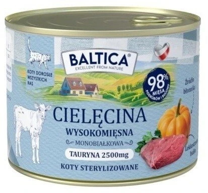 BALTICA Regionų skoniai - šlapias kačių ėdalas su veršiena - 185 g