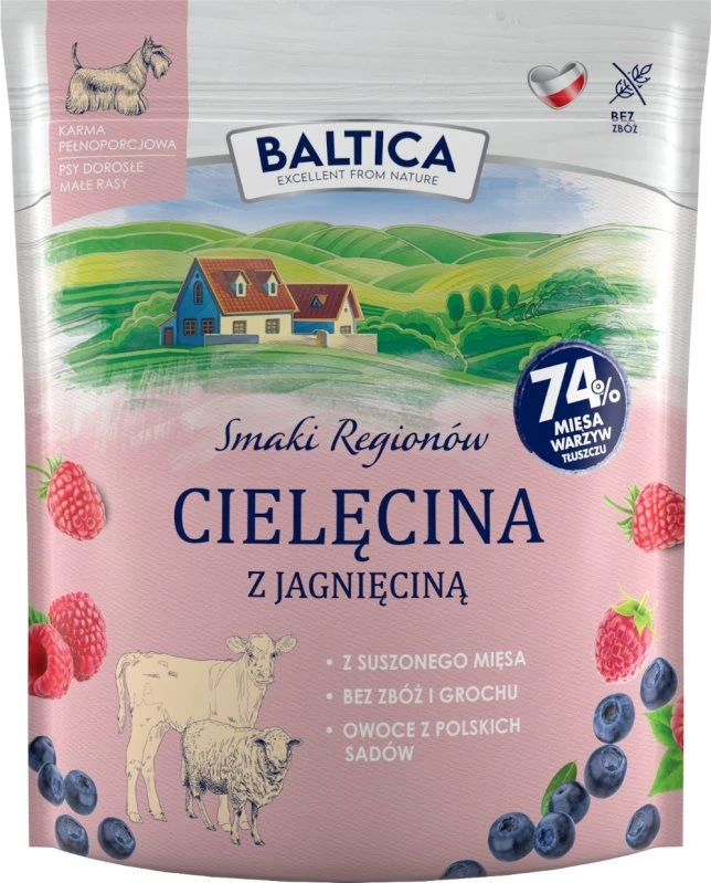 BALTICA Smaki regionów Small breeds Veal su ėriena – sausas Maistas šunims – 1kg