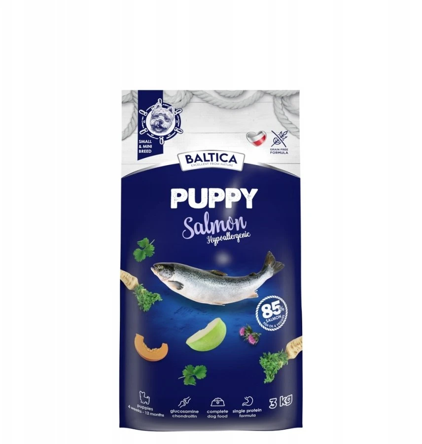 Šunų maistas - BALTICA Excellent Puppy lašiša Hypoallergenic Small Breeds 3kg