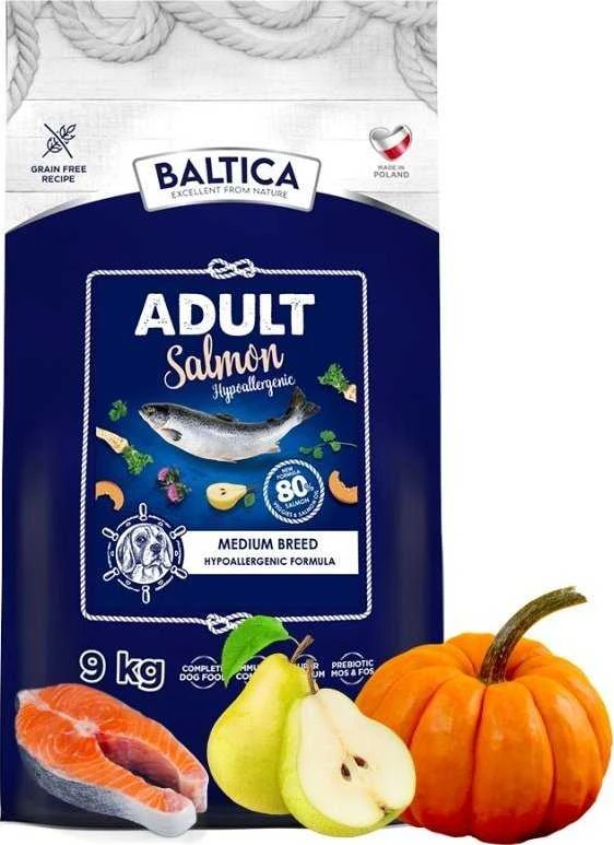 BALTICA Excellent Hypoallergenic Adult Medium breeds lašiša – sausas Maistas šunims – 9kg