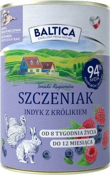 BALTICA Smaki regionów Puppy kalakutiena with rabbit – drėgnas ėdalas šunims – 400g