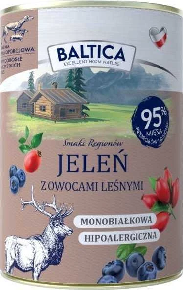 BALTICA Smaki regionów Deer with forest fruits – drėgnas ėdalas šunims – 400g