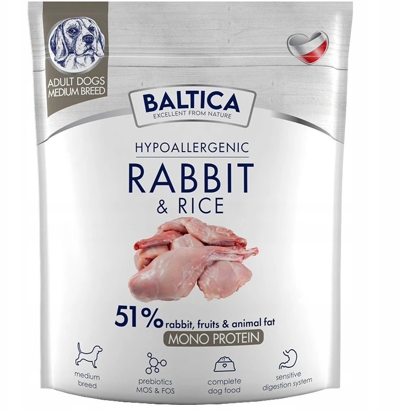 Šunų maistas - BALTICA Nutraceutic M Triušis su Ryžiais 26% Baltymų 1kg