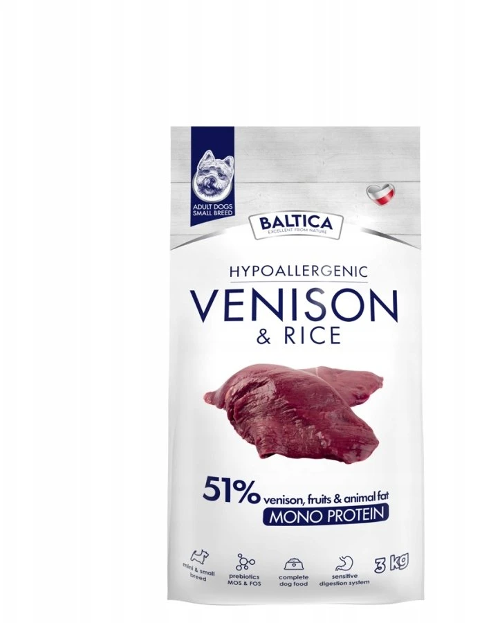 Šunų maistas - BALTICA Nutraceutic elniena su ryžiais sausas maistas vidutinėms veislėms 3kg