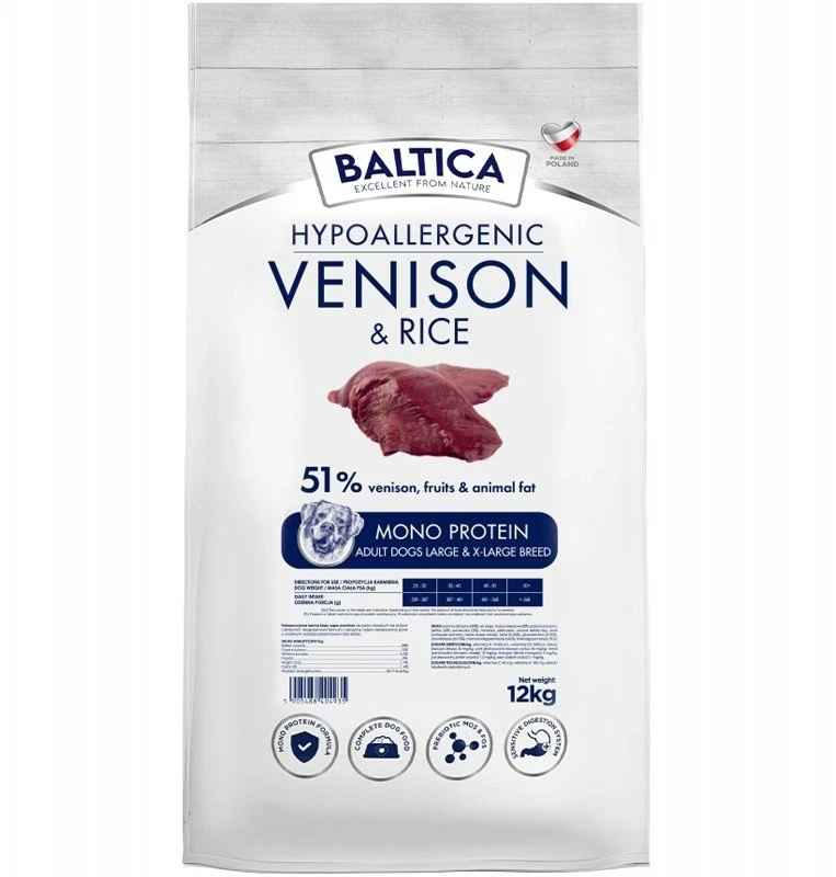 BALTICA Nutraceutic Hypoallergenic Large and X-Large breeds Venison with ryžiai – sausas Maistas šunims – 12kg
