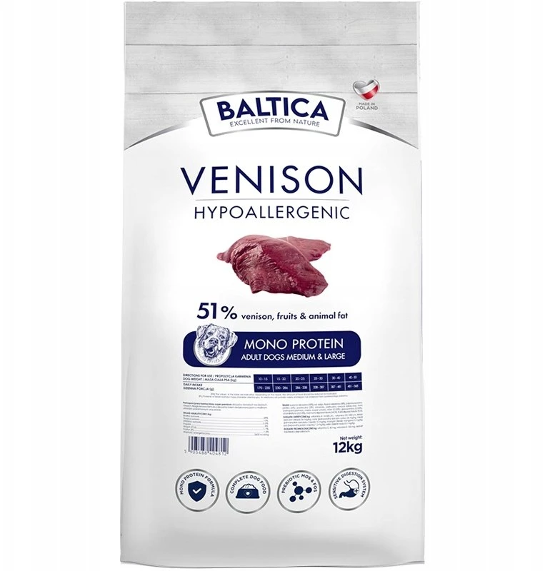 BALTICA Nutraceutic Hypoallergenic Medium breeds Venison with ryžiai – sausas Maistas šunims – 12kg