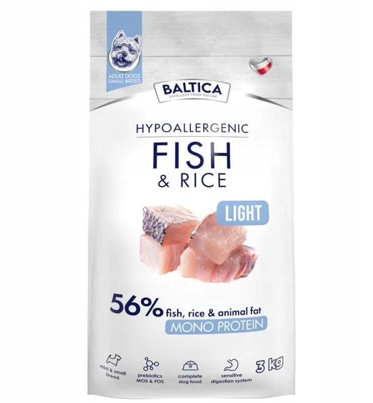 BALTICA Nutraceutic Hypoallergenic Light S žuvis with ryžiai – sausas Maistas šunims – 3kg