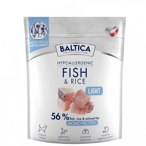 BALTICA Nutraceutic Hypoallergenic Light M žuvis with ryžiai – sausas Maistas šunims – 1kg