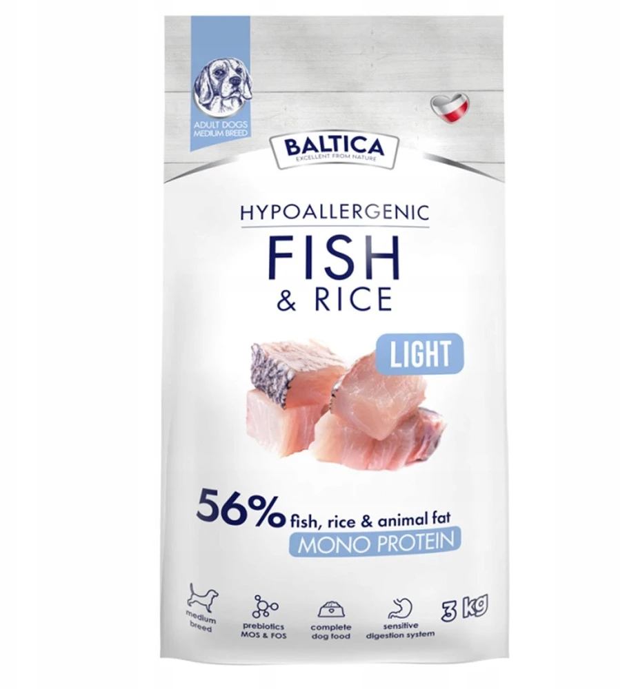 Nezatříděno BALTICA Nutraceutic Hypoallergenic Light M žuvis with ryžiai – sausas Maistas šunims – 3kg